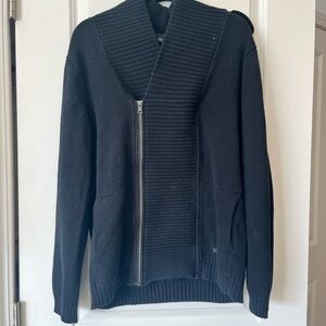Men's Black Armani Exchange Zip-Front Shawl Collar Sweater